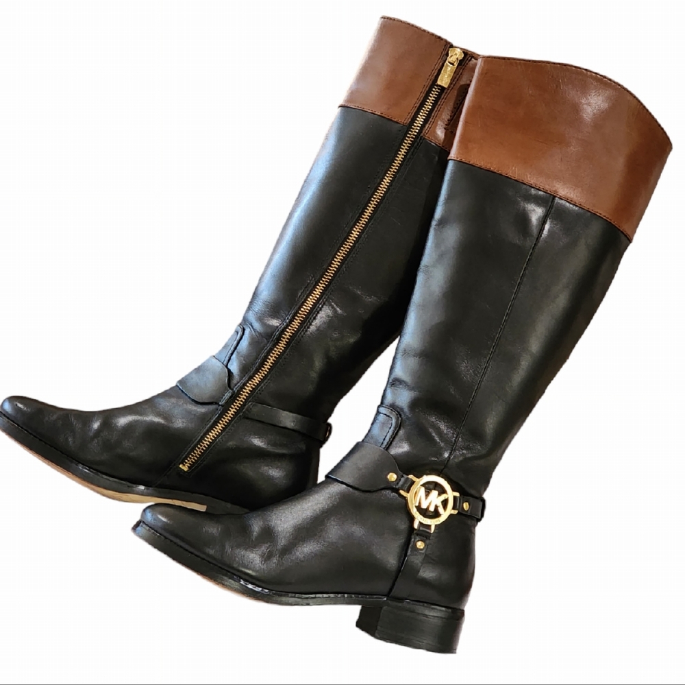 Michael Kors Fulton Harness Leather Riding Boots 6.5M - Picture 11 of 16
